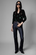 Maglione Azura Shiny - Maglione in lana merino motivo a stelle, donna