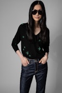 Maglione Azura Shiny - Maglione in lana merino motivo a stelle, donna