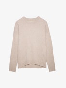 Maglione Cici Toppa 100% Cachemire - Maglione da donna in 100% cashmere beige con toppa a stelle ricamata sui gomiti.