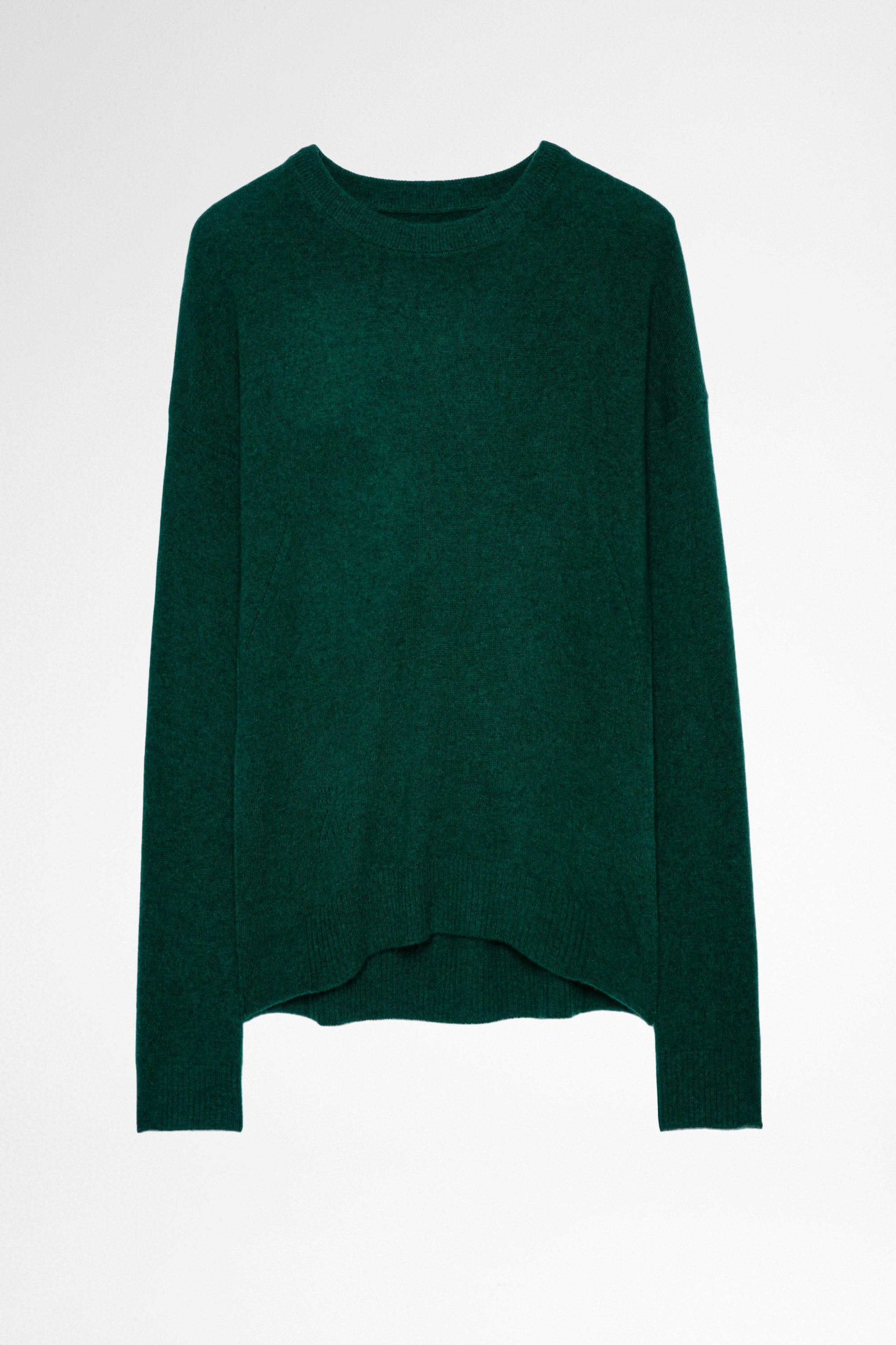Pullover Cici Patch Kaschmir Damen-Pullover aus grünem Kaschmir mit Blitz-Patch