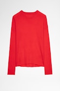 Cici Patch Jumper 100% Cashmere - Women's red cashmere jumper with star patches on elbows