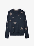 Markus Sweater 100% Cashmere - Women’s dark green 100% cashmere sweater with star-shaped motifs.
