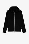 Sixtine Love Yourself Strass Sweatshirt - Women's black hooded sweater with rhinestone "LOVE YOURSELF" and lips.