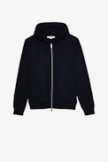Sixtine Camo Rock Strass Sweatshirt - Women's navy blue hooded sweater with rhinestone "ROCK" on back.