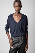 River Cashmere Sweater - Women's v-neck cashmere sweater.
