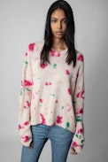 Jersey Markus Cachemira - Jersey de cachemira con estampado tie&dye rosa y verde para mujer