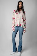 Jersey Markus Cachemira - Jersey de cachemira con estampado tie&dye rosa y verde para mujer