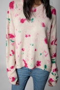 Jersey Markus Cachemira - Jersey de cachemira con estampado tie&dye rosa y verde para mujer