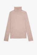 Pull Ginni Cachemire - Pull en cachemire rose blush muni d'un col roulé et orné de patchs étoiles aux coudes femme