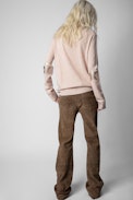 Pull Ginni Cachemire - Pull en cachemire rose blush muni d'un col roulé et orné de patchs étoiles aux coudes femme