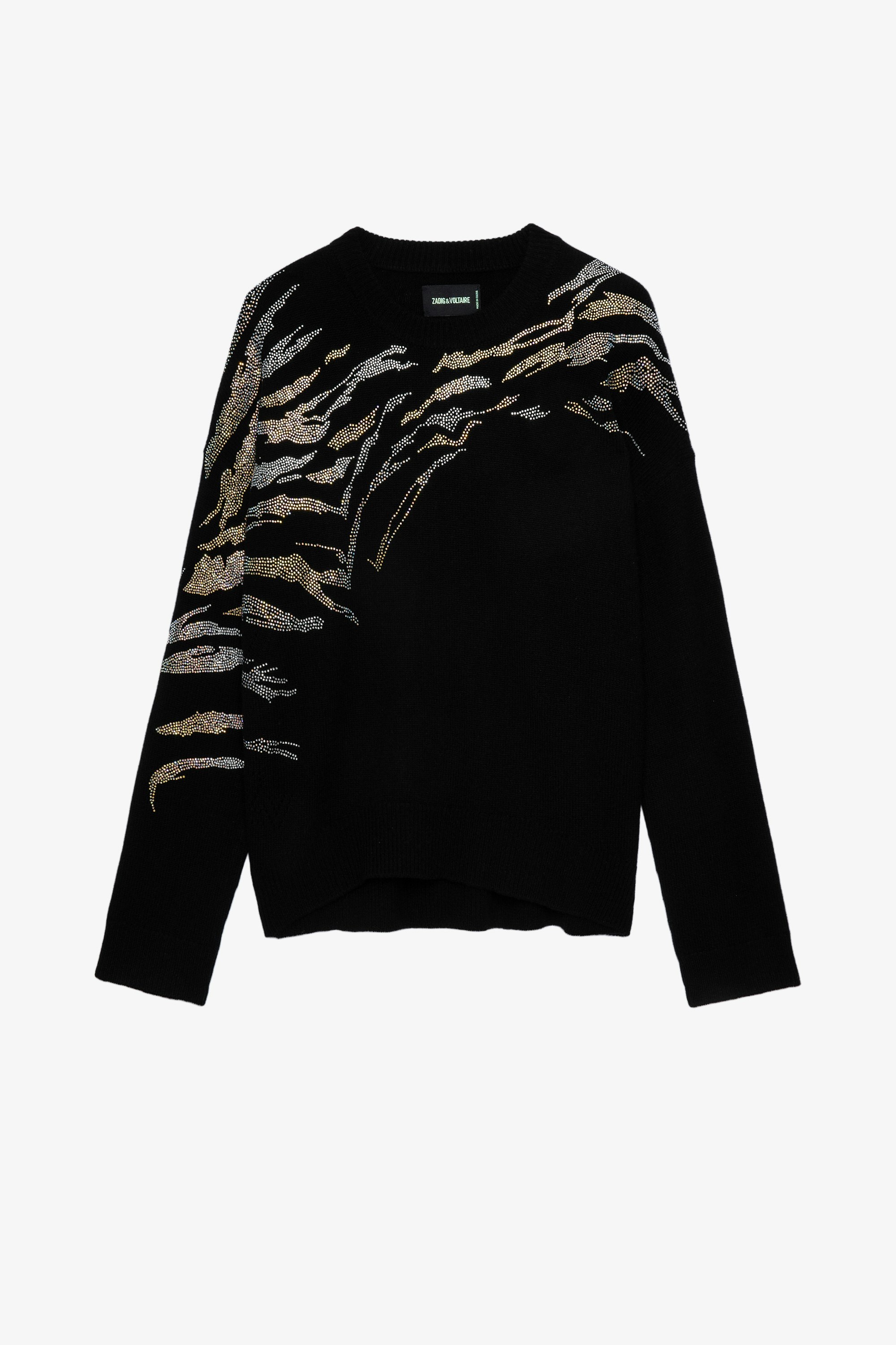 Markus Tiger カシミヤ ニット Women's crystal-embellished black cashmere jumper