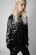 Maglione Markus Tiger in cashmere - Maglione in cashmere nero con strass donna