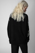 Maglione Markus Tiger in cashmere - Maglione in cashmere nero con strass donna