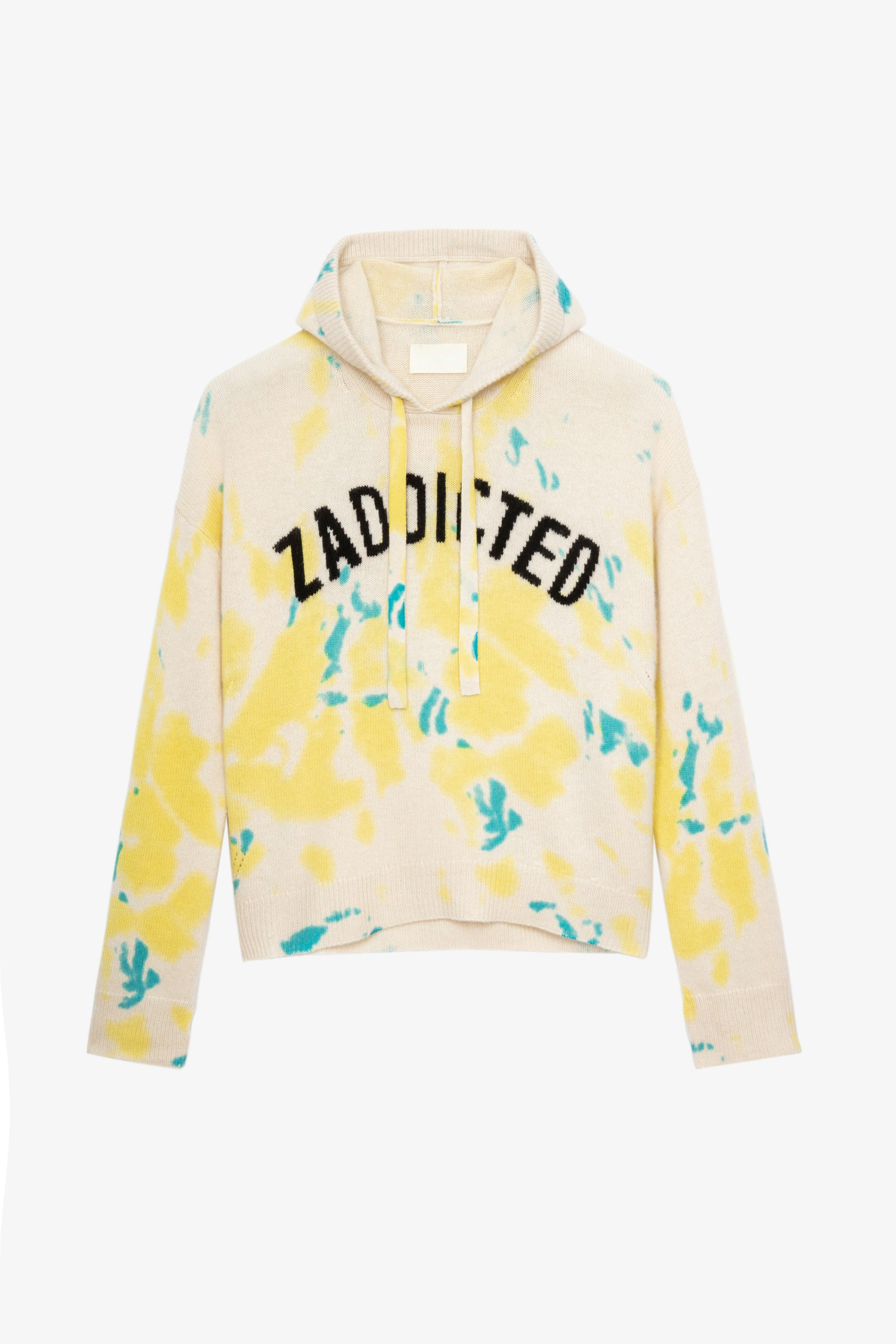 Marky カシミヤ ニット Women’s tie-dye cashmere hoodie with “Zaddicted” slogan