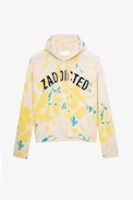 Marky Cashmere Jumper - Women’s tie-dye cashmere hoodie with “Zaddicted” slogan