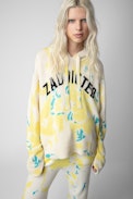 Marky Cashmere Jumper - Women’s tie-dye cashmere hoodie with “Zaddicted” slogan