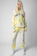 Marky Cashmere Jumper - Women’s tie-dye cashmere hoodie with “Zaddicted” slogan