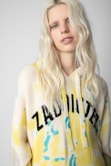 Marky Cashmere Jumper - Women’s tie-dye cashmere hoodie with “Zaddicted” slogan