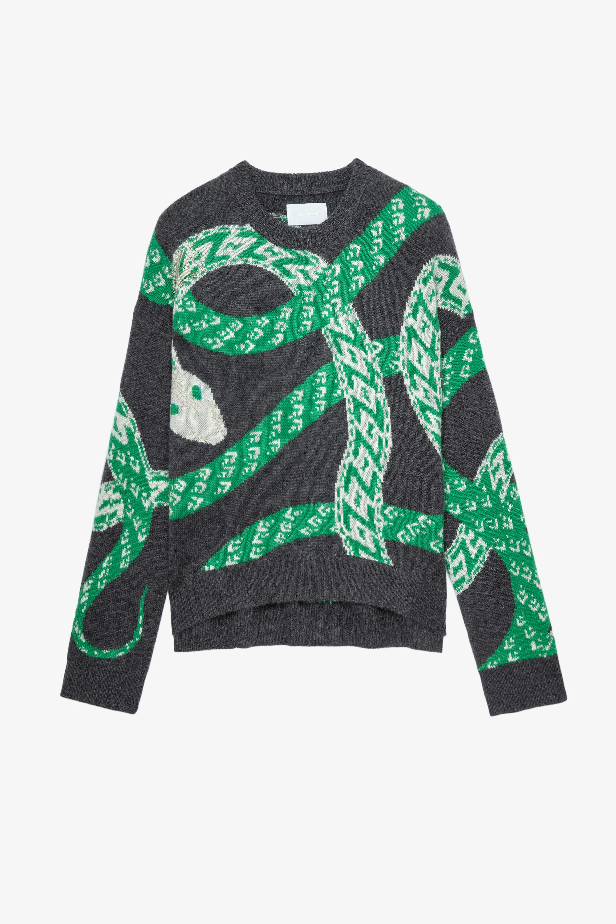 Markus Snake カシミヤ ニット Grey cashmere jumper with snake motifs