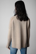 Alma Give Me Love Jumper - Beige knit jumper with “Give Me Love” slogan