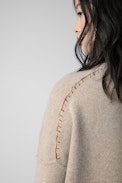 Alma Give Me Love Jumper - Beige knit jumper with “Give Me Love” slogan