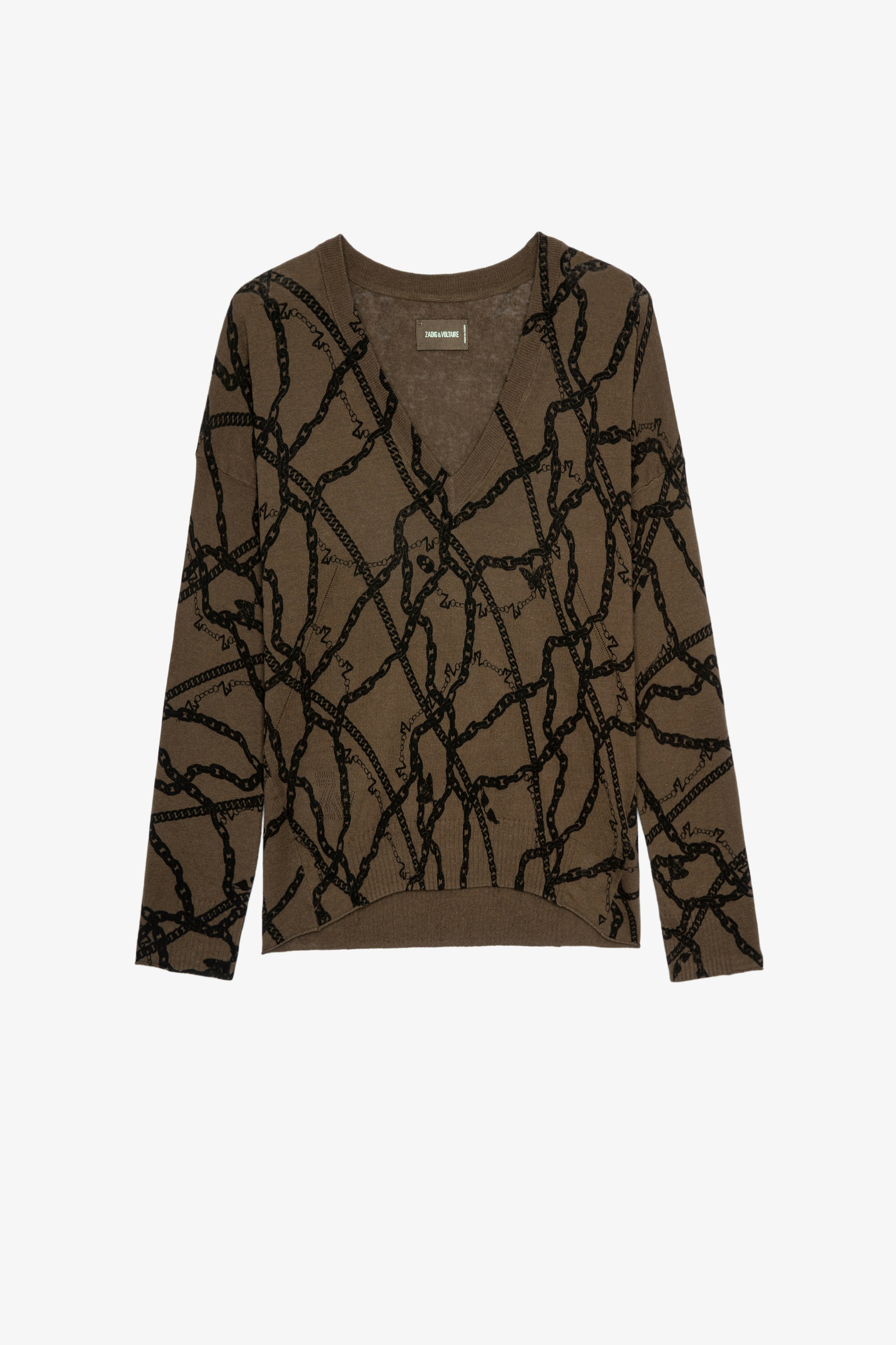 Brumy Chains ニット Women's bronze linen and cotton jumper with chain print 