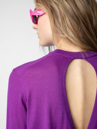 Emma Jumper 100% Merino Wool - Round neck jumper with long sleeves and crossed open back.