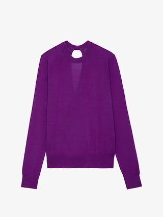 Emma Jumper 100% Merino Wool - Round neck jumper with long sleeves and crossed open back.