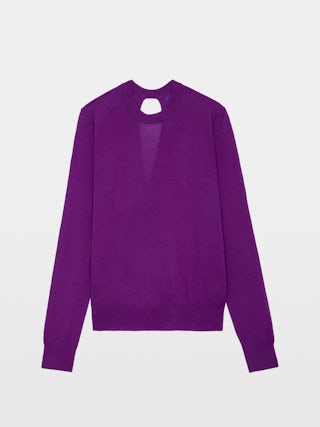 Jumper Emma 100% Merino Wool - Jumper with crew neck, long sleeves and open crossover back.