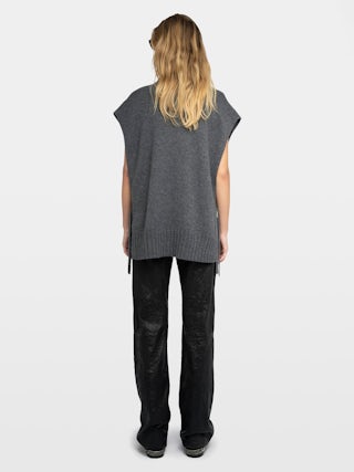 Maddy Jumper 100% Cashmere - Sleeveless V-neck Jumper with tie straps.