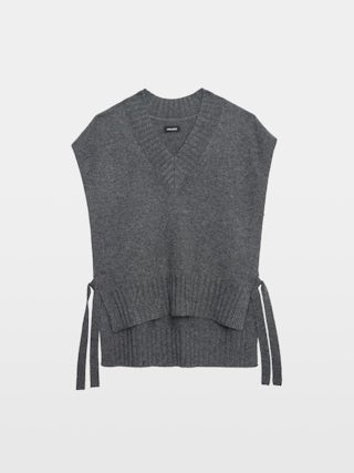 Maddy Jumper 100% Cashmere - Sleeveless V-neck Jumper with tie straps.