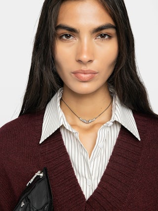 Pull Maddy 100% Cachemire - Pull col v sans manches avec liens à nouer.