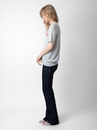 Ida Mon Amour Cashmere Jumper - Women’s beige featherweight cashmere sweater with “Mon amour” slogan.