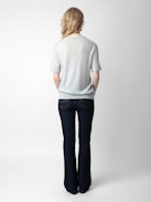 Ida Mon Amour Cashmere Jumper - Women’s beige featherweight cashmere sweater with “Mon amour” slogan.