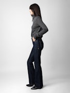 Bobby Cashmere Sweater - Women's bobby feather grey cashmere turtleneck sweater with long sleeves.