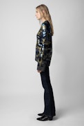 Cosmy Sequins Jumper - Women’s camouflage grey merino wool jumper with sequins.