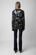 Cosmy Sequins Jumper - Women’s camouflage grey merino wool jumper with sequins.