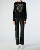 Miss Punk Diamanté Sweater - Women's black wool sweater with diamanté skull on front.