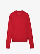 Emmy Jumper 100% Merino Wool - Red 100% merino wool round-neck jumper with long sleeves featuring a cut-out.