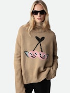 Alma Jumper 100% Merino Wool - Brown 100% merino wool mock-neck jumper with long sleeves and customised details designed by Humberto Cruz.