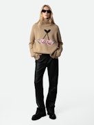 Alma Jumper 100% Merino Wool - Brown 100% merino wool mock-neck jumper with long sleeves and customised details designed by Humberto Cruz.