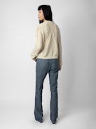 Morley Jumper 100% Merino Wool - Ecru 100% merino wool long-sleeved jumper openwork details, cable stitching and diamanté.