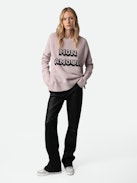 Malta Mon Amour Sweater - Wrap yourself in comfort with the women’s “Mon Amour” sweater, crafted from soft primrose pink merino wool. Featuring an intarsia jacquard “Mon Amour” slogan and delicate pointelle ZV signature, this sweater adds a touch of elegance to your wardrobe. Its thumbholes, ribbed trim, and classic round neckline offer both style and practicality. A cozy yet chic essential, this mon amour sweater is perfect for any occasion.