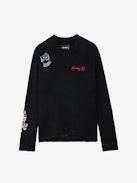 Markus Cashmere Sweater - Women's black cashmere motif sweater with customized details designed by Humberto Cruz.