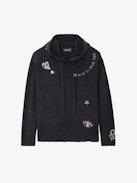 Marky Cashmere Sweater - Khaki grey cashmere hooded jumper with long sleeves and customized details designed by Humberto Cruz.