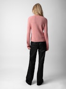Lili Cashmere Sweater - Women’s pink cashmere sweater with "Je T'aime" slogan on front.