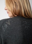 Pravis Cashmere Diamanté Sweater - Khaki grey embellished cashmere sweater with long sleeves, diamanté, and customized details designed by Humberto Cruz.