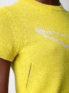 Sorly Wings Sweater - Yellow linen and cotton short-sleeved sweater with wings.