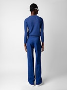 Jersey Regliss Alas - Jersey corto azul de lino con botones y alas en jacquard de intarsia.