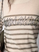 Jumper Source 100% Cashmere - Ecru feather 100% cashmere long-sleeved jumper with stripes and diamanté “Mon Amour” slogan.
